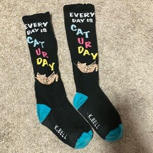 Knee high socks “Everyday is Cat ur day”